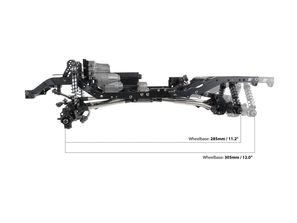 แชสซีส์ BRLC70213 : Boom Racing รางแชสซีหลังอะลูมิเนียมปรับระยะได้ XL แบบ Billet ขนาด 285–305 มม. (11.2"–12.0") ซ้าย/ขวา สำหรับ BRX01 AWB - Image 4