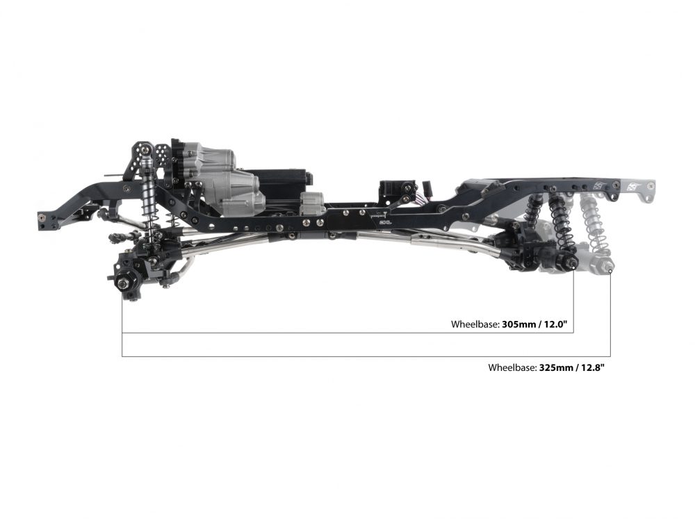 แชสซีส์ BRLC70235 : Boom Racing รางแชสซีหลังอลูมิเนียม Billet แบบ 2XL ปรับระยะได้ 305–325 มม. (12.0"–12.8") ซ้าย/ขวา สำหรับ BRX01 AWB - Image 5