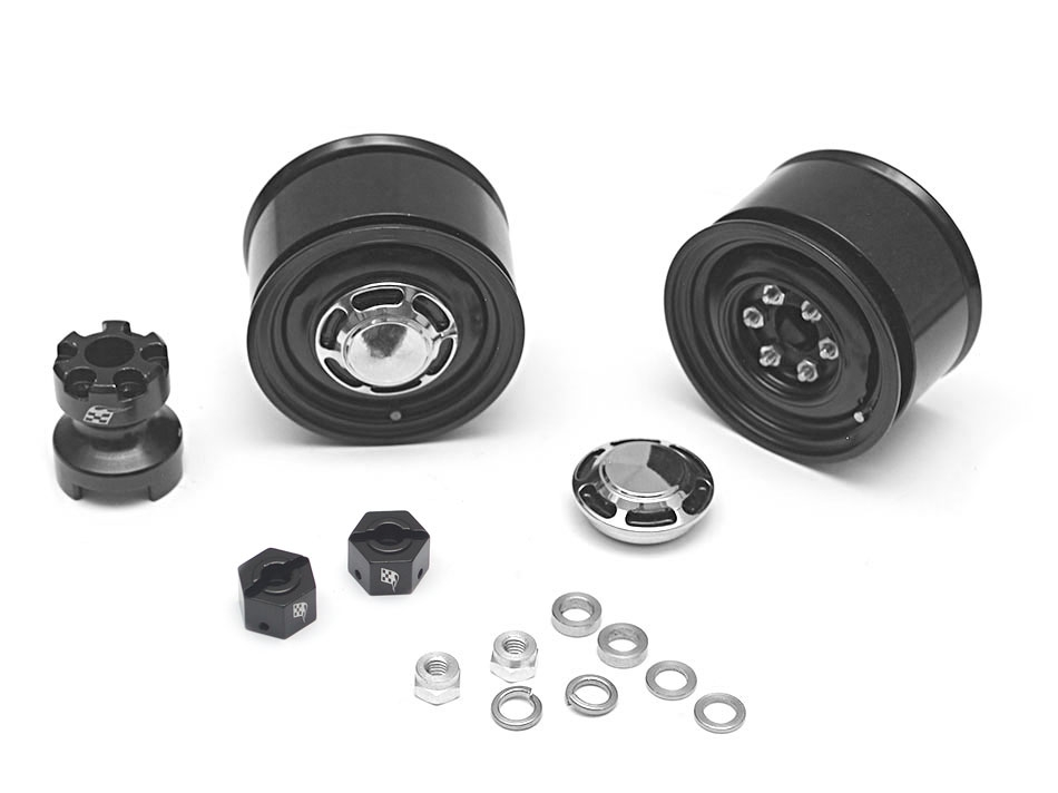 ล้อ 1.55 BRW780907RBK : Boom Racing 1.55 Yota LC Classic ล้อหลัง อลูแบบคลาสสิค (2) with 3mm Wideners (2) Black - Image 5