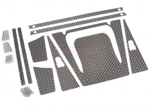 ชุดแต่งบอดี้แข็ง TRC/302220BK : Team Raffee Co.แผ่นสเตนเลส ลายตีนไก่สำหรับ Defender Wagon D90/D110 Silver