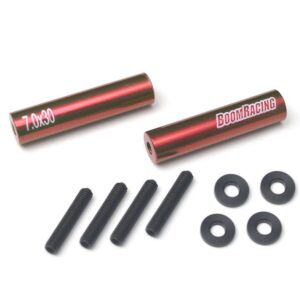 ชุดลิงค์ BRQL7030R : Boom Racing Threaded Aluminum Link Pipe Rod 7x30mm (2) w/ Set Screws & Derlin Spaces Red