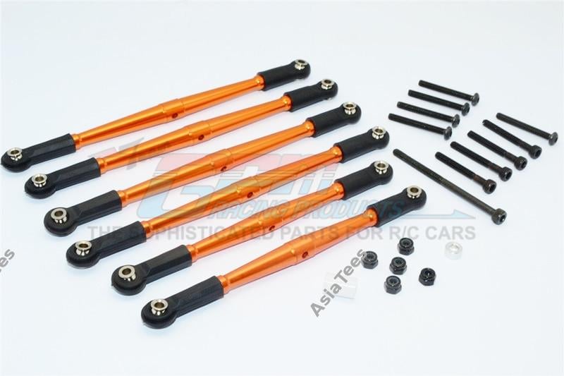 ชุดลิงค์ SCX049/315ORBK : GPM Racing Aluminium Adjustable Link Parts For 315MM Wheelbase – 6Pcs Set Orange for Axial SCX10