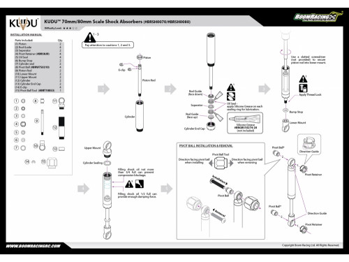 โช๊ค BRSH0070 : Boom Racing โช๊ค KUDU™ 70mm (2) - Image 2