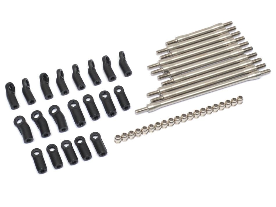 ชุดลิ้งค์ BR967010S : Boom Racing ลิ้งค์สเตนเลสพร้อม Ball Ends 313mm (4mm Rod Ends) สีเงิน สำหรับ MST 1/8 CFX-W - Image 2