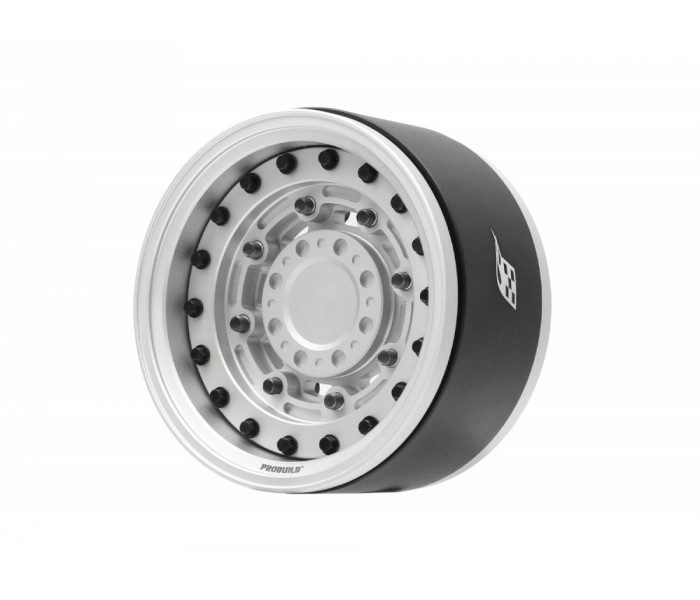 ล้อ 1.9 – Wheels BRPB076FSFS : Boom Racing ProBuild™ 1.9″ COMBAT ล้อ Beadlock อลูมิเนียมออฟเซ็ตแบบปรับได้ (2) สีเงินด้าน - Image 2