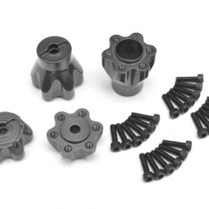 ดุมล้อ BR648014GM : Boom Racing Hub ล้อ อลูมิเนียมด้านหน้าและด้านหลังล้อ 2 ชุด สี Gun Metal สำหรับ Axial Yeti