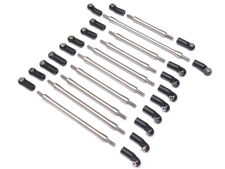 ชุดลิ้งค์ BR967010S : Boom Racing ลิ้งค์สเตนเลสพร้อม Ball Ends 313mm (4mm Rod Ends) สีเงิน สำหรับ MST 1/8 CFX-W