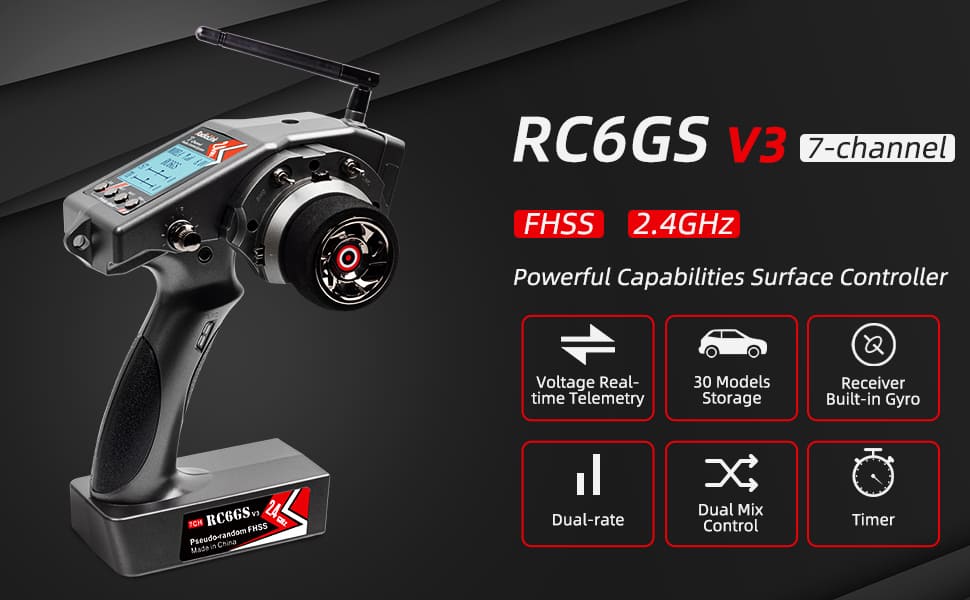 วิทยุบังคับ EC6GSV3 : RADIOLINK รีโมท 7 ช่องสำหรับรถสเกล