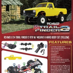 รถสเกล 1/24 Z-RTR0051 : RC4WD 1/24 Trail Finder 2 RTR W/ Mojave II บอดี้แข็งสีเหลือง