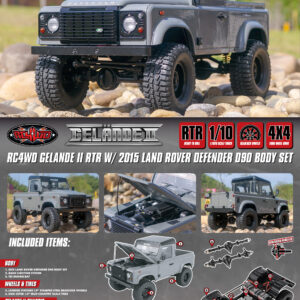 รถสเกลพร้อมเล่น Z-RTR0065 :RC4WD Gelande II RTR พร้อมชุดตัวถัง Land Rover Defender D90 ปี 2015 (สีเทา)