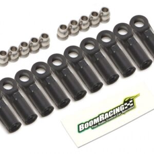 หัวบอล -Rod Ends BRW750316B : Boom Racing KUDU™ Heavy Duty Rust-Resistant M3 Nylon Rod Ends 21.8mm (Straight) w/ SST Pivot Ball (5.8x3x7.4mm) (10) Black
