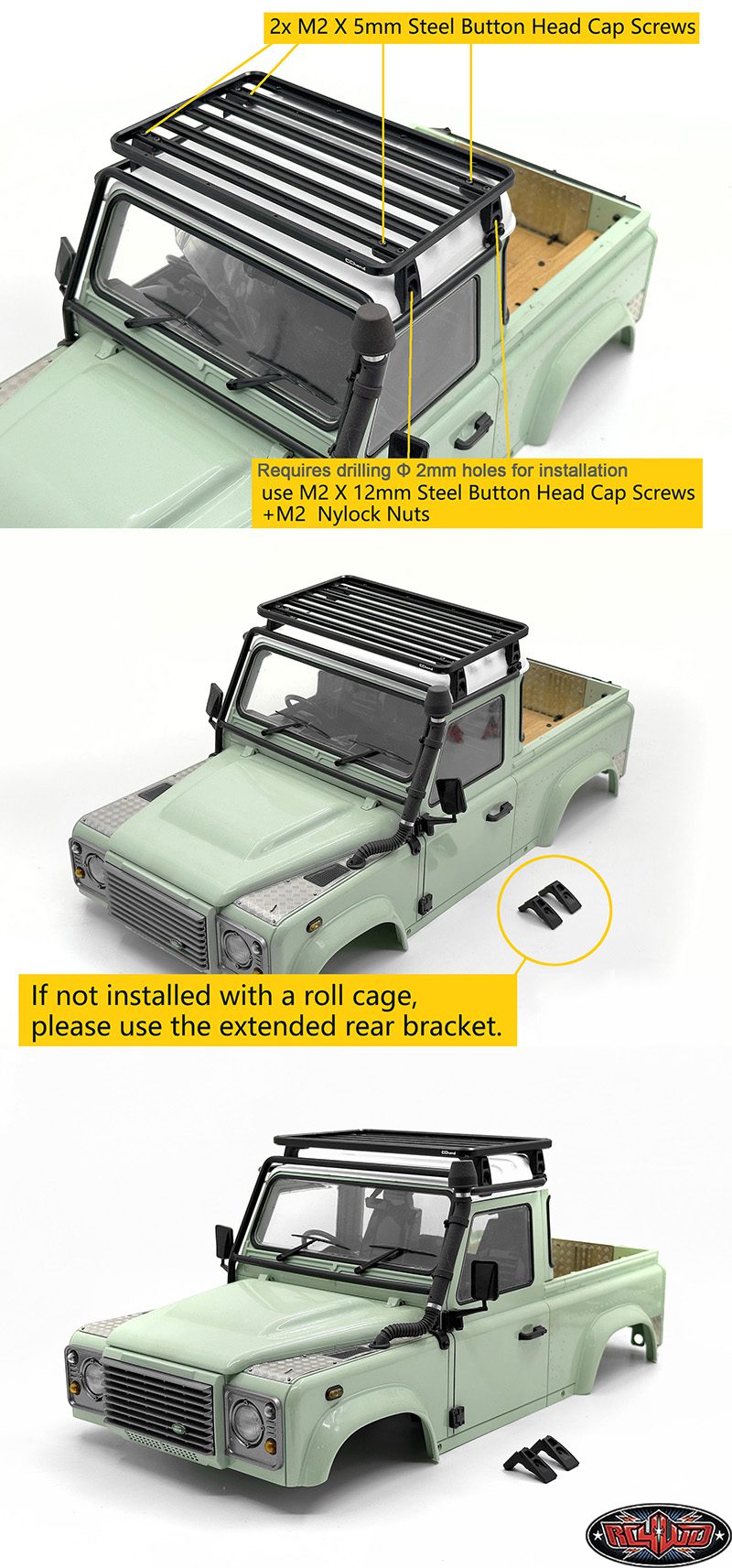 แรคหลังคา VVV-C1512 : CCHAND แร็คหลังคา Vision สำหรับ บอดี้ RC4WD D90 Pickup - Image 7