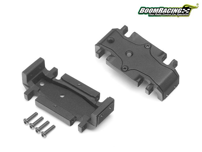 แชสซีส์ BRX020020 : Boom Racing แผ่นกันกระแทกกลางรถอะลูมิเนียมแบบ High Clearance พร้อมจุดยึดลิงก์ และแผ่นสแตนเลส สำหรับ BRX02 Link (BR8004), BRX01 และ BRX01 AWB Link – Boom Racing BRX02 - Image 4