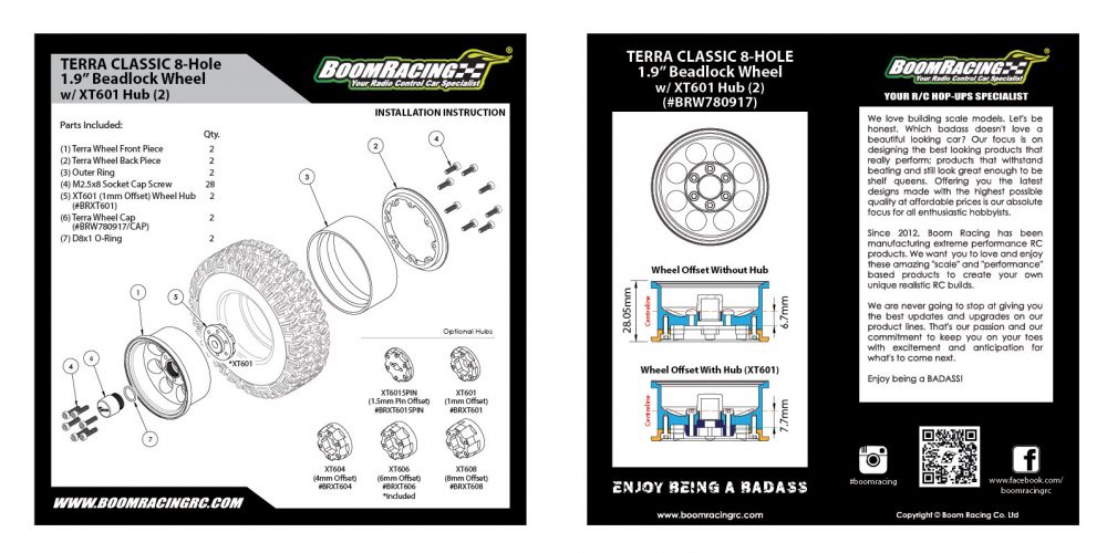 ล้อ1.9 BRW780917GM : Boom Racing KRAIT™ 1.9 Terra Classic ล้อบีดล็อกอลูมิเนียมแบบ 8 รู ทรงดิสลึก พร้อมฮับ XT601 (2 วง) สี Gun Metal - Image 8
