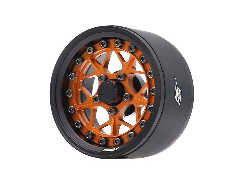 ล้อ1.9 BRPB075MBKOR : Boom Racing ProBuild™ 1.9" ล้ออลูมิเนียมบีดล็อก LGB แบบปรับออฟเซ็ตได้ สีดำด้าน/ส้ม (แพ็ค 2 วง)