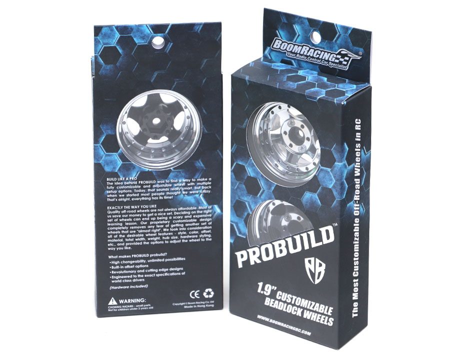 ล้อ1.9 BRPB020BKBK : Boom Racing ProBuild™ 1.9" ล้ออลูมิเนียม Beadlock แบบปรับออฟเซ็ตได้ LGB สีดำ/ดำ (2 วง) - Image 9