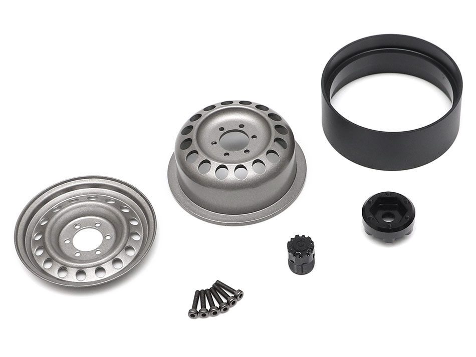 ล้อ1.9 BRW780942FGM : Boom Racingล้อเหล็ก Beadlock 1.9 นิ้ว ลาย 16 รู 6 น็อต แบบกลับด้านได้ สี Gun Metal พร้อมฮับ XT504-6LUG หน้า - Image 3