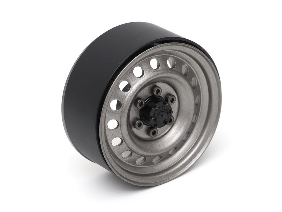 ล้อ1.9 BRW780942RGM : Boom Racingล้อเหล็ก Beadlock 1.9 นิ้ว ลาย 16 รู 6 น็อต แบบกลับด้านได้ สี Gun Metal พร้อมฮับ XT504-6LUG หลัง - Image 2