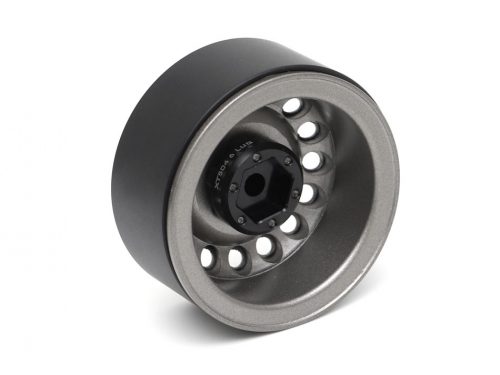 ล้อ1.9 BRW780942RGM : Boom Racingล้อเหล็ก Beadlock 1.9 นิ้ว ลาย 16 รู 6 น็อต แบบกลับด้านได้ สี Gun Metal พร้อมฮับ XT504-6LUG หลัง - Image 3