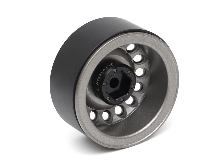 ล้อ1.9 BRW780942FGM : Boom Racingล้อเหล็ก Beadlock 1.9 นิ้ว ลาย 16 รู 6 น็อต แบบกลับด้านได้ สี Gun Metal พร้อมฮับ XT504-6LUG หน้า - Image 5