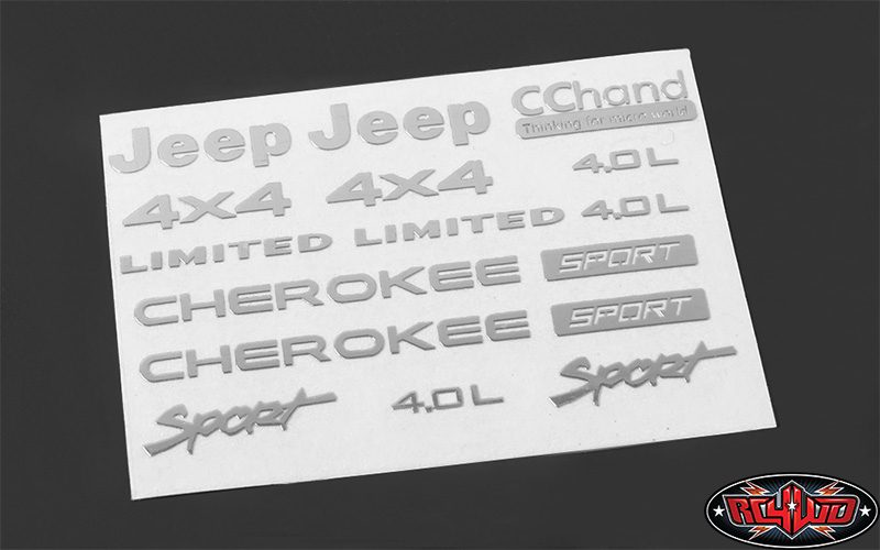 โลโก้ VVV-C0263 : CCHAND ชุดโลโก้โลหะสำหรับ Axial SCX10 XJ สีเงิน